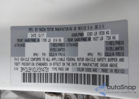 2018 Toyota Yaris Ia из США, поврежденный, VIN 3MYDLBYV0JY314731